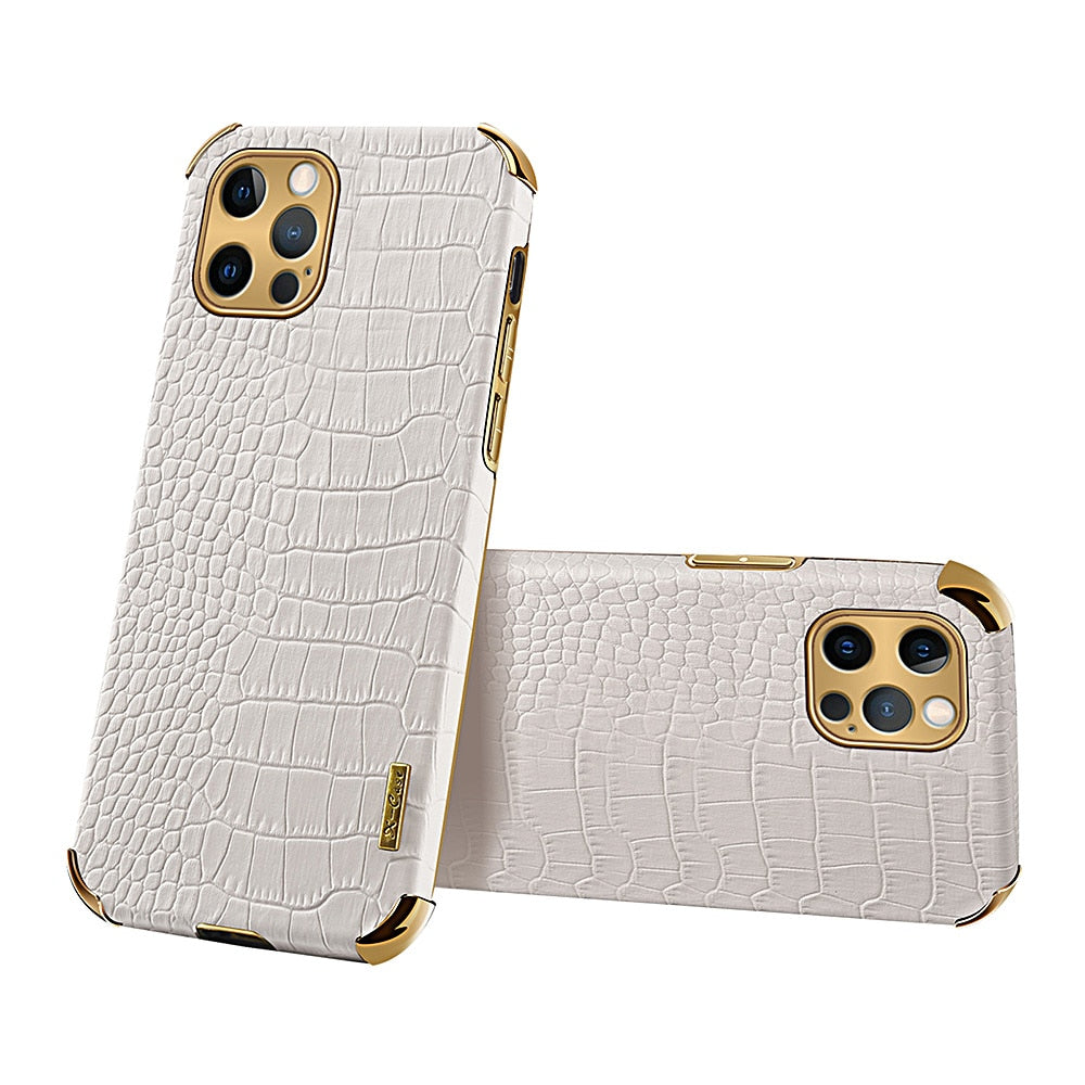 Luxury Faux Crocodile Soft Slim Leather Phone Case For iPhone AF Case Luxury Faux Crocodile Soft Slim Leather Phone Case For iPhone AF Case