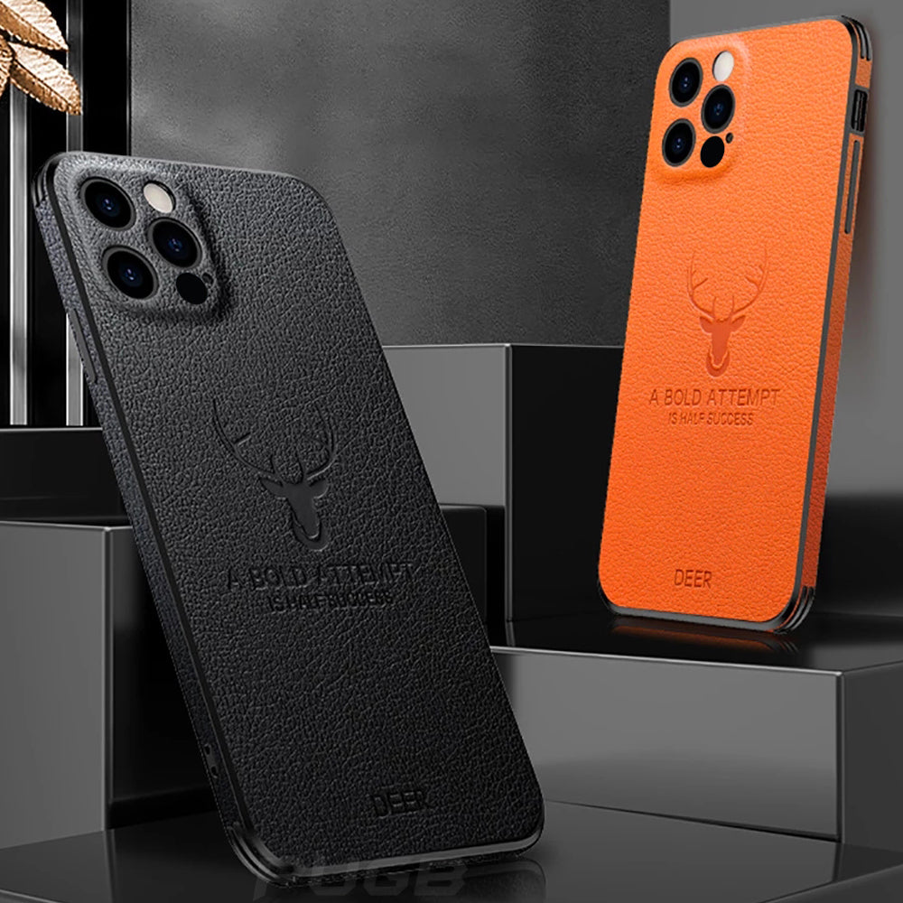 Luxury Leather Texture Square Frame Case on for iPhone 14 13 12 11 PRO Max  Mini X Xr Xs Deer Camera Protection Shockproof Cover - China Phone Case and  Silicone Liquid Phone