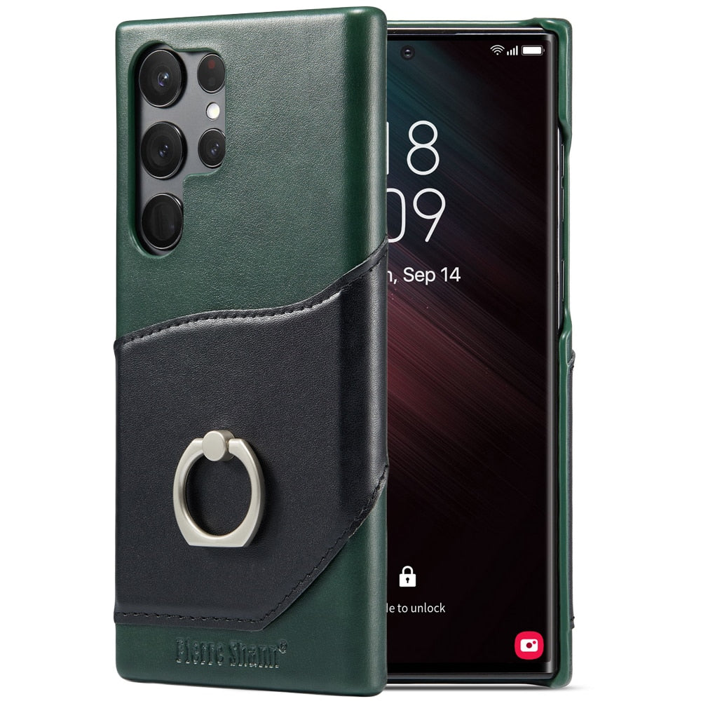 PU Leather with Buildin Card Slot Holder Kickstand Phone Case For Sam