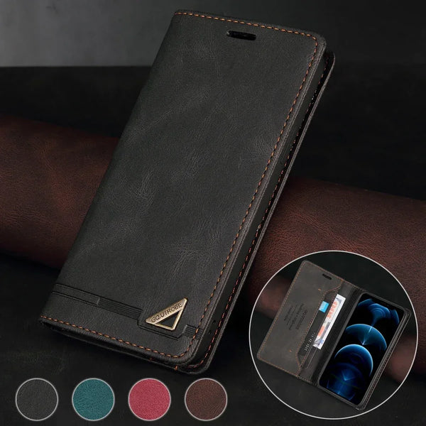 Leather Wallet Card Slots RFID Blocking Phone Case For Samsung Galaxy