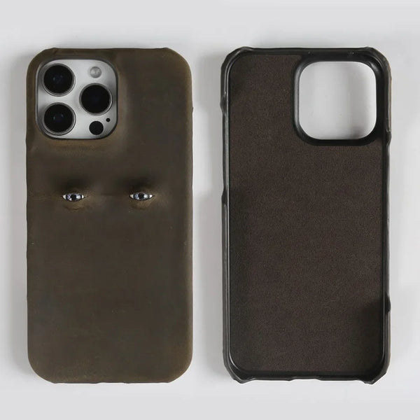 Silence-Eye Genuine Leather Luxury Shockproof Phone Case For iPhone