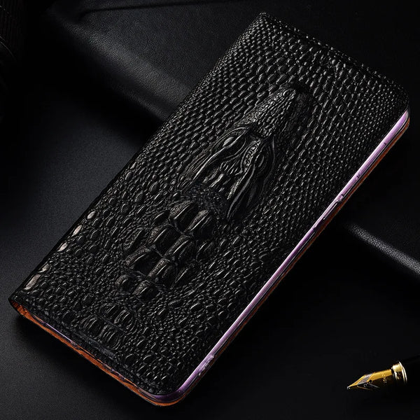 Business Luxury Flip 3D Crocodile Cover Leather Shockproof  Phone Case For iPhone