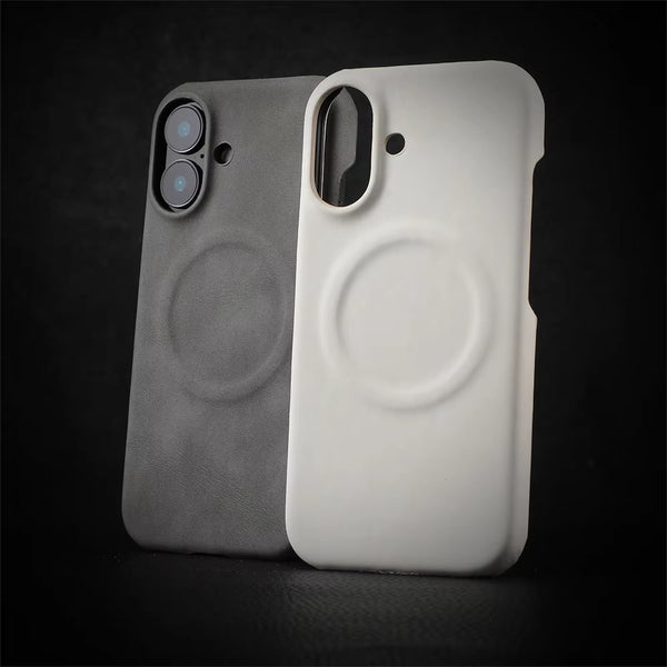 Luxury Matte Solid Color Shockproof Hard  Business Sheepskin Leather Magnetic Phone Case For iPhone