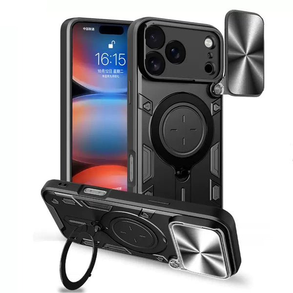 Armor Metal Ring Rotation Stands Magnetic Adsorption Phone Case For iPhone