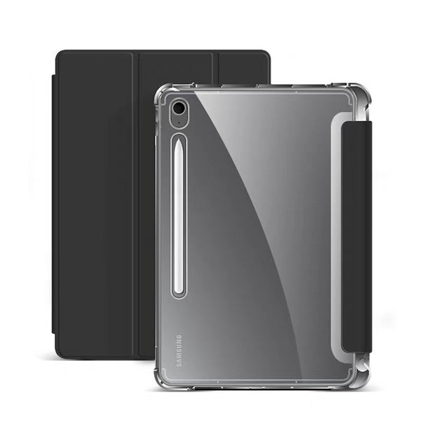 Magnetic Folding Cover Stand Transparent Back panel With Pen Slot Tablet Case For Samsung Galaxy Tab S10/S11
