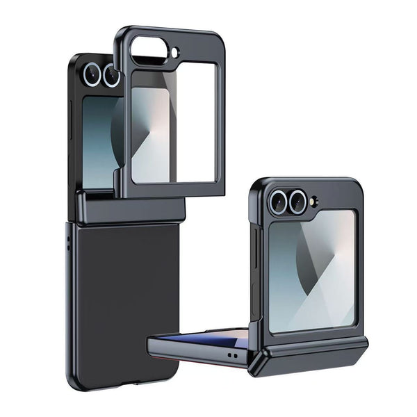 Frosted Plating Shell Membrane Integrated Hinge Full Coverage Phone Case For Z Flip