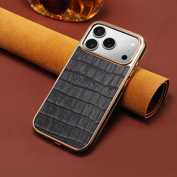Luxury Crocodile-Patterned Genuine Leather Magnetic Magsafe Phone Case For iPhone