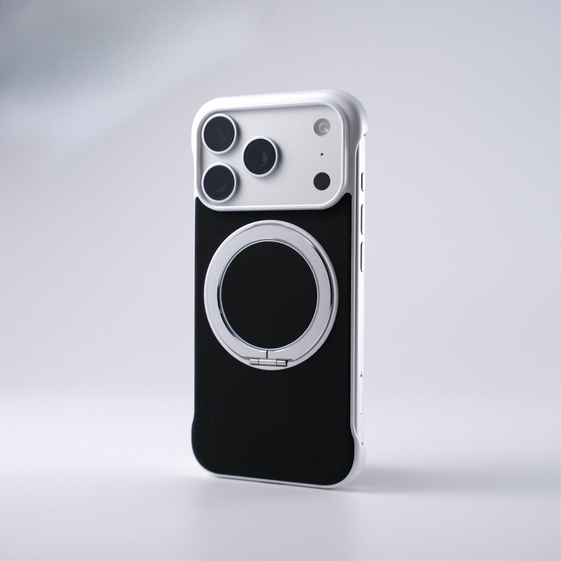 Border Less Phone Case Luxury Ultra-thin Borderless Magnetic Stand Hard Leather Phone Case Fo ...