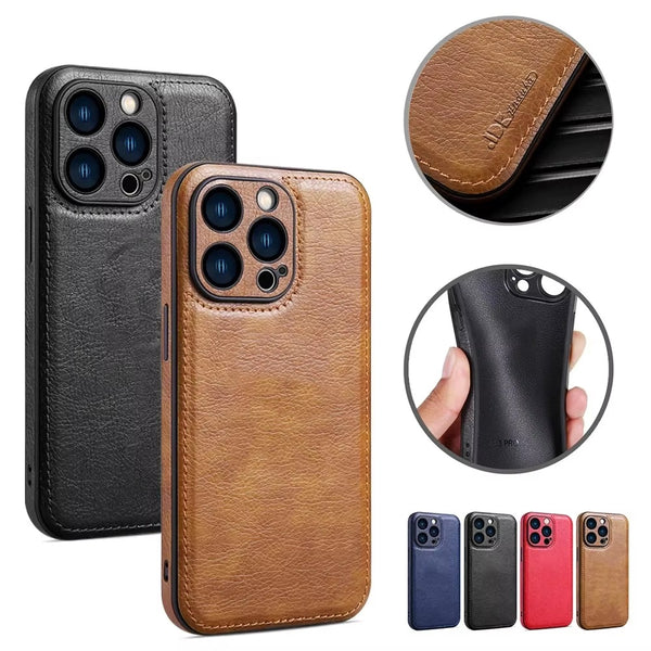 Soft Leather Thin with Lens Protection Phone Case For iPhone