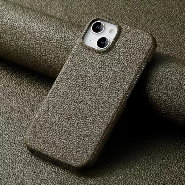 Lychee Grain Skin Leather Shockproof Business Phone Case For iPhone