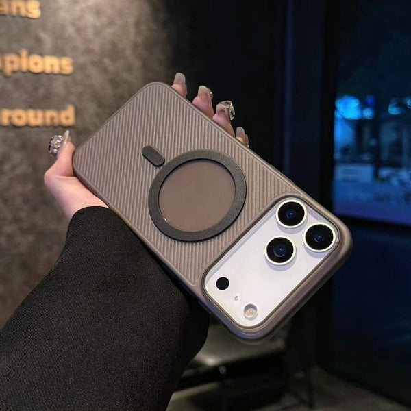 Carbon Fiber Magsafe Logo Hole Slim PC Patterned Magnetic Phone Case for iPhone