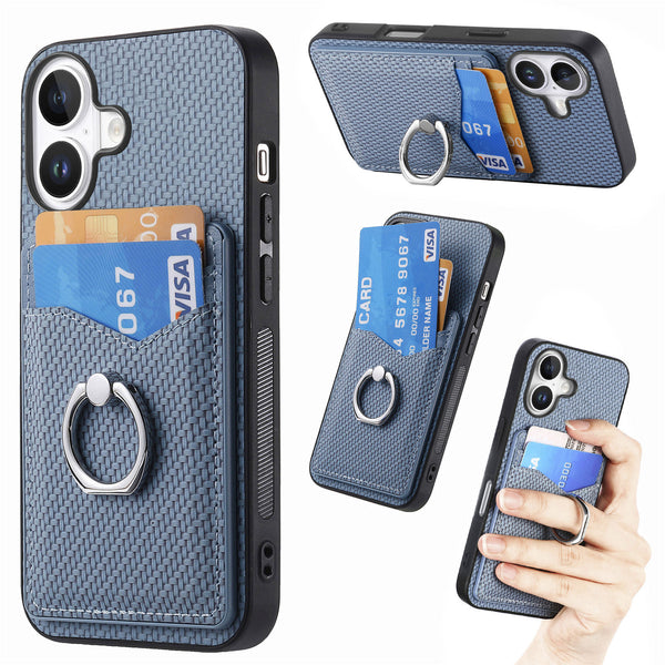 Ring Kickstand Card Slot Wallet Phone Case For iPhone