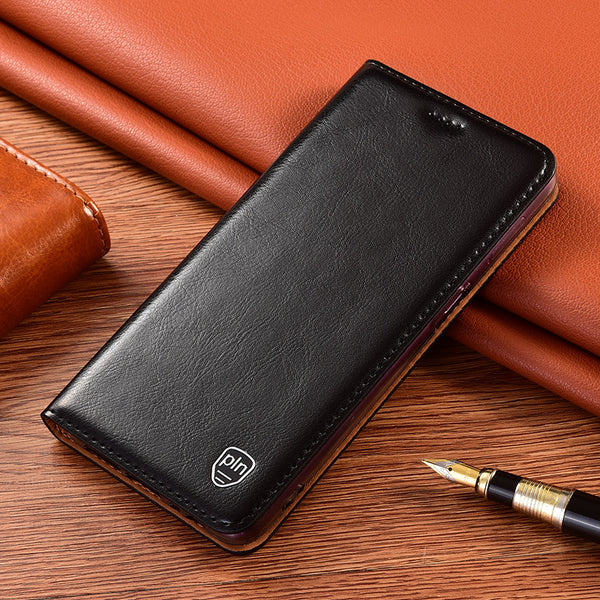 Business Luxury Plain Leather Flip Wallet Phone Case For Samsung Galaxy