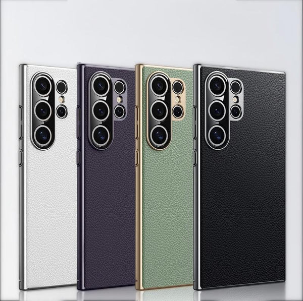 Luxury Premium Business Cowhide Leather Skin Electroceramic Phone Case For Sumsang Galaxy