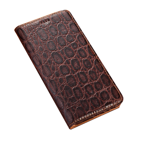 Business Stone pattern Genuine Leather Wallet Flip Phone Case For iPhone