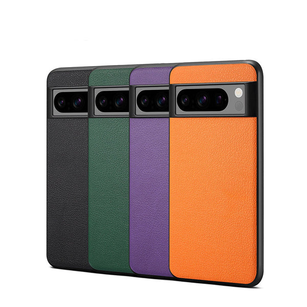 Premium PU Leather Scratch-Resistant Solid Color Phone Case for Google Pixel