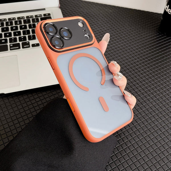 Luxury Magnetic Metal Transparent Acrylic Hard Lens Protection Phone Case For iPhone