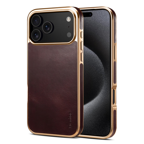 Luxury Electroplated Cowhide Leather Soft Phone Case For iPhone