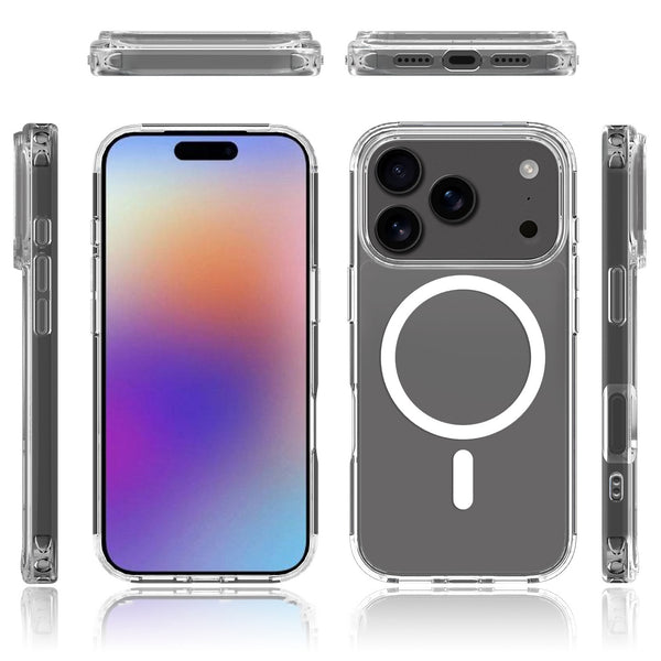 Transparent Hard Back Panel Wireless Charging MagSafe Phone Case for iPhone