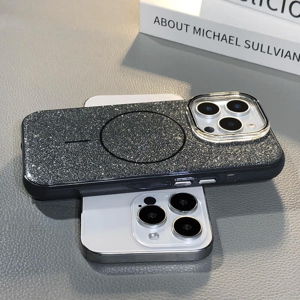 Luxury Matte Glitter Magsafe With Wrist Strap Phone Cases for iPhone