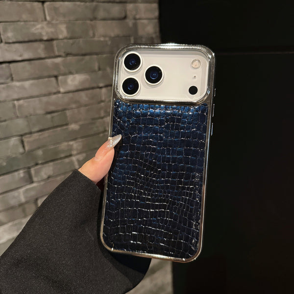 Luxury Crocodile Pattern Plating PU Leather Glossy Phone Cases For iPhone