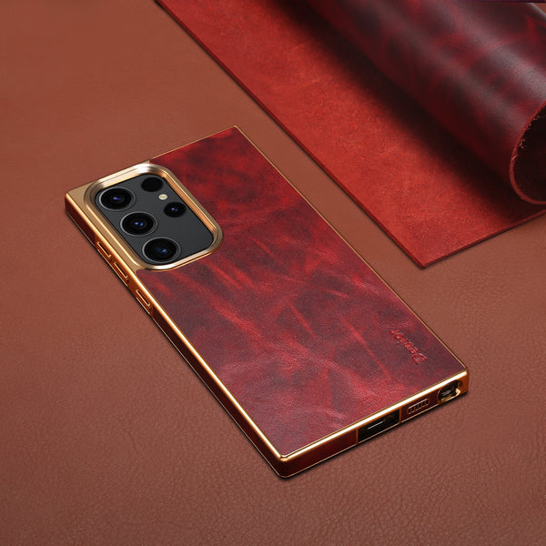 Luxury Genuine Leather Business Fashion Shockproof Back Phone Case For Samsung Galaxy