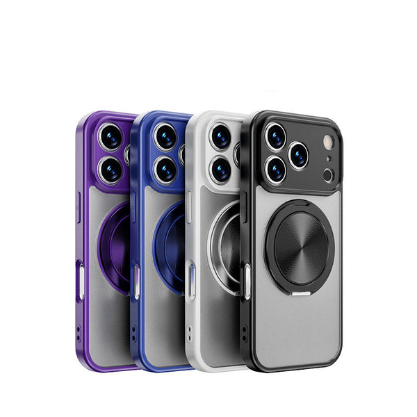 Translucent  Armor Magnetic Magsafe Rotating Stand Shockproof Phone Case For iPhone