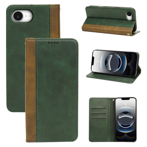 Luxury Leathe Colorblock Flip Cards Wallet Phone Case For iphone