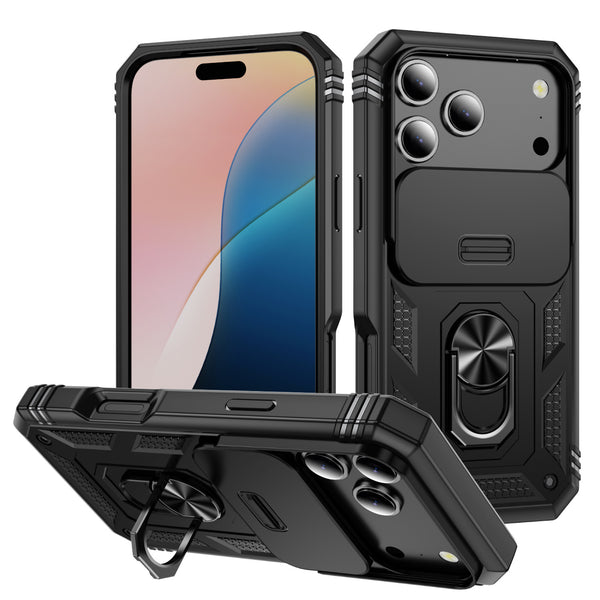 Military Grade Armor Protection 360 Degree Rotate Camera Slide Phone Case For iPhone