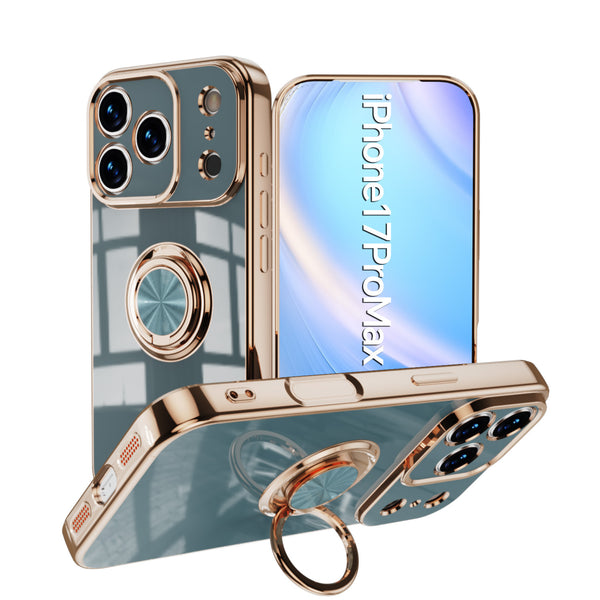 Luxury Plating Silicone With Ring Holder Phone Case For iPhone