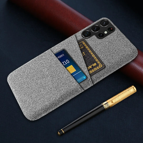 Luxury Fabric Dual Card Case Wallet Case For Samsung