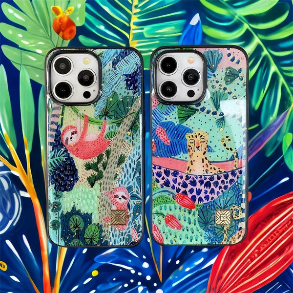 Cute Cartoon Colorful series Animal Sloth Leopard Silicone Phone Case For iPhone