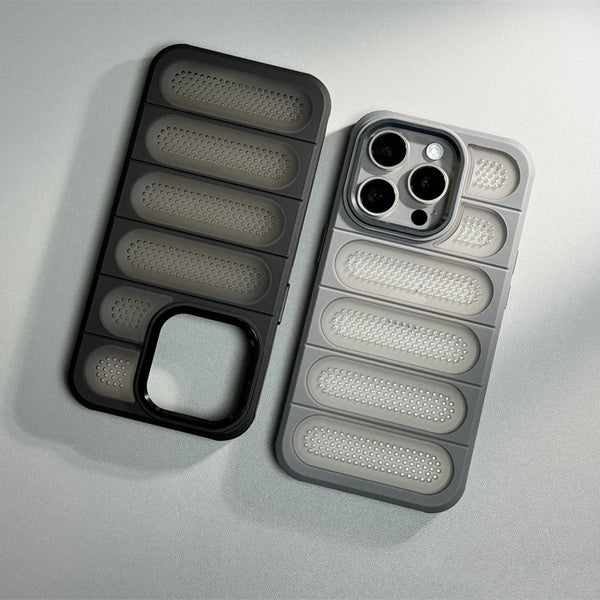 Metal Lens Hard Hollow Mesh Heat Cooling Shockproof Phone Case For iPhone