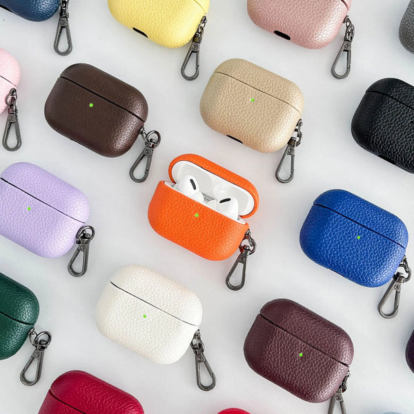 Lychee Grain PU Leather Stitched Case For Apple Airpods