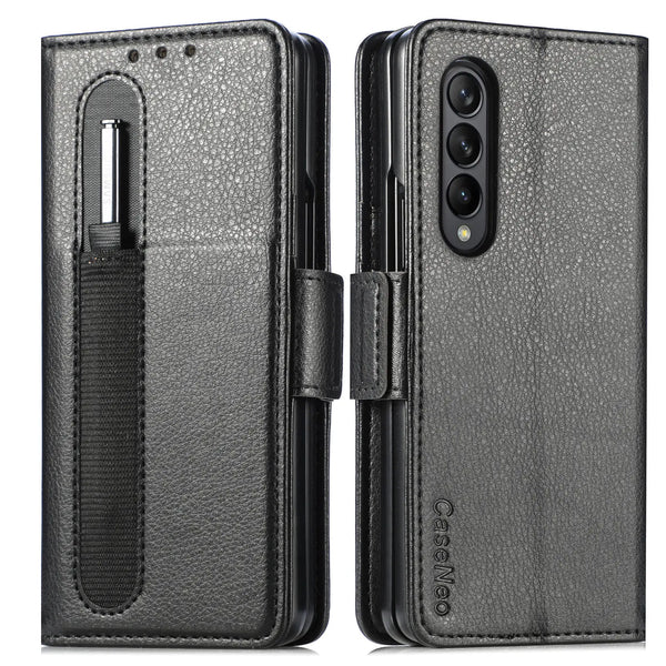 Lychee Pattern Leather with Pen Holder Multifunctional Wallet Phone Case for Samsung Galaxy Z Fold