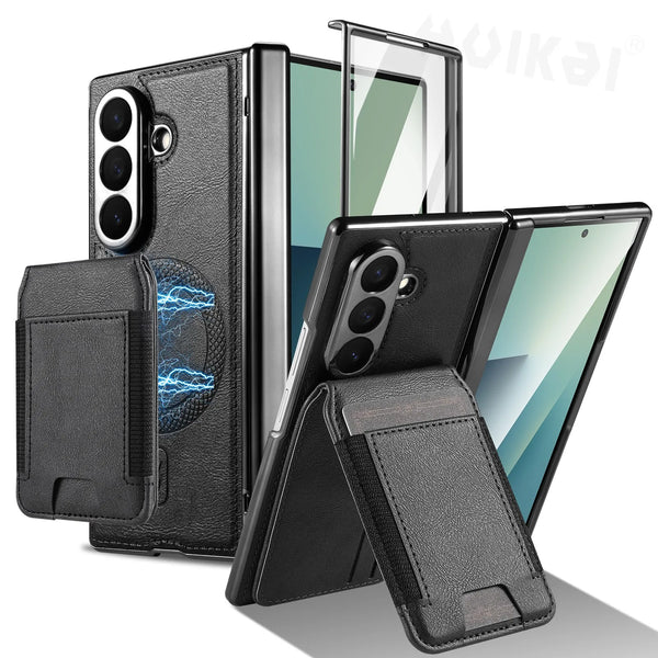 Magnetic Magsafe PU Leather Flip Kickstand Wallet Card Holder Phone Case For Samsung Galaxy Z Fold