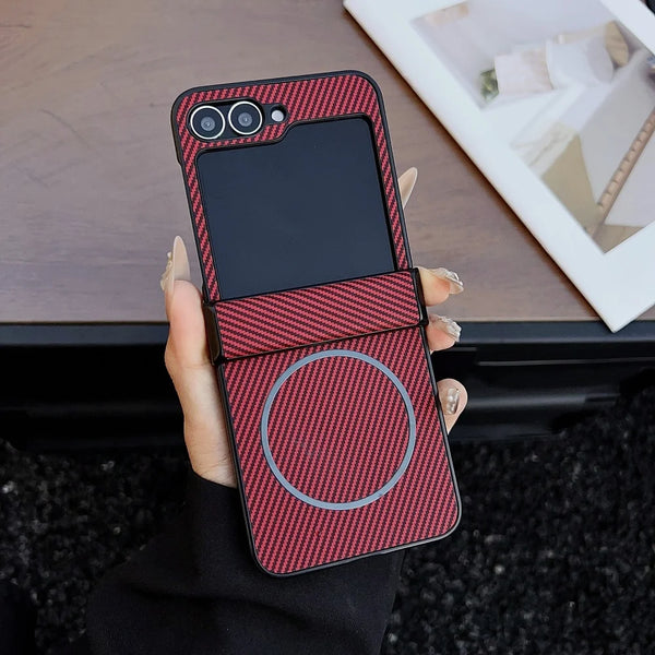 Ultra thin Hinge Protection Carbon Fiber Pattern Phone Case For Samsung Galaxy Z Flip