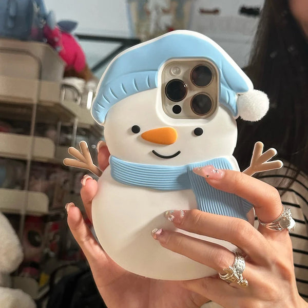 Christmas limited Cartoon Scarf Snowman Silicone Phone Case For iPhone