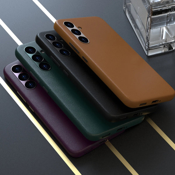 Luxury solid color Full Cover Leather phone case For Samsung Galaxy