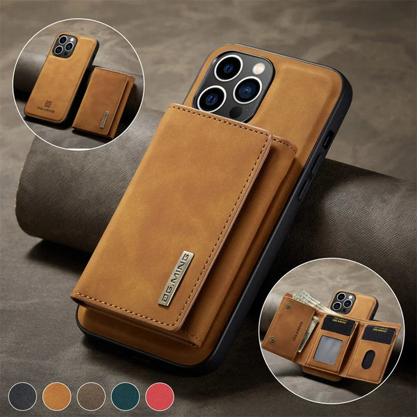 2IN1 Wallet Magnetic Leather Card Holder Pocket Phone Case For iPhone