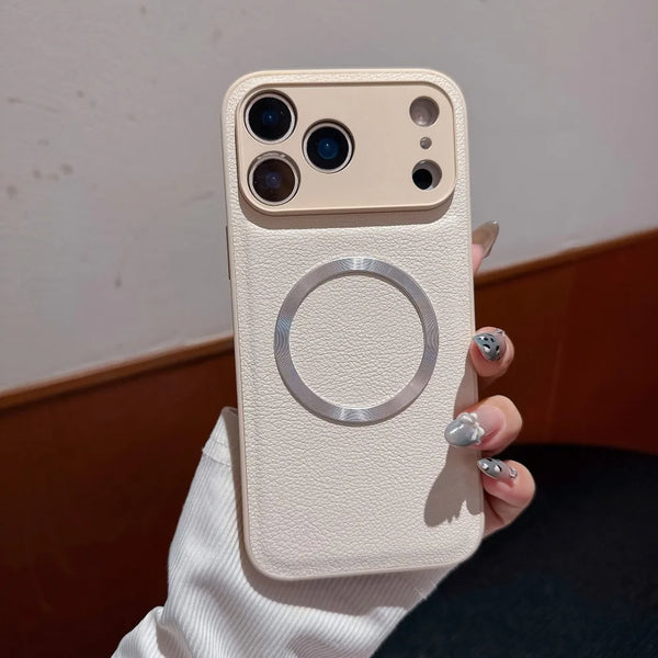 Hard PU Leather Skin Magnetic Phone Case For iphone