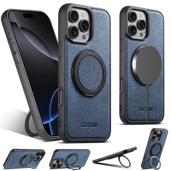 Denim Wireless Charging Finger Ring Holder Phone Case For iPhone