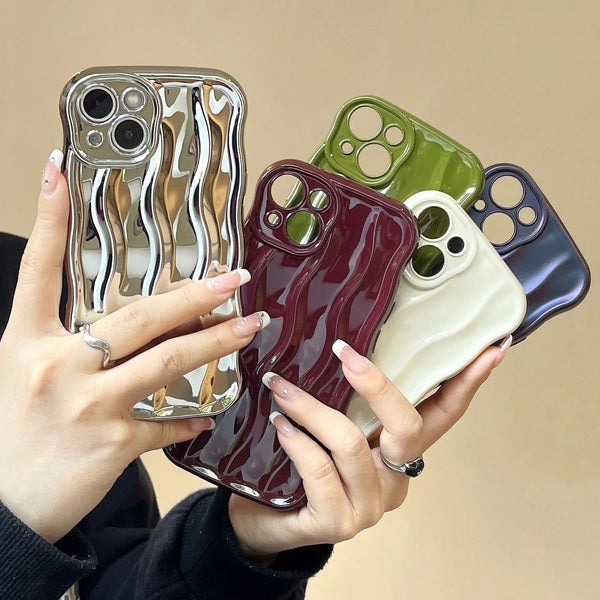 Glossy Cute Laser Ripple Wave Art Phone Case For iPhone