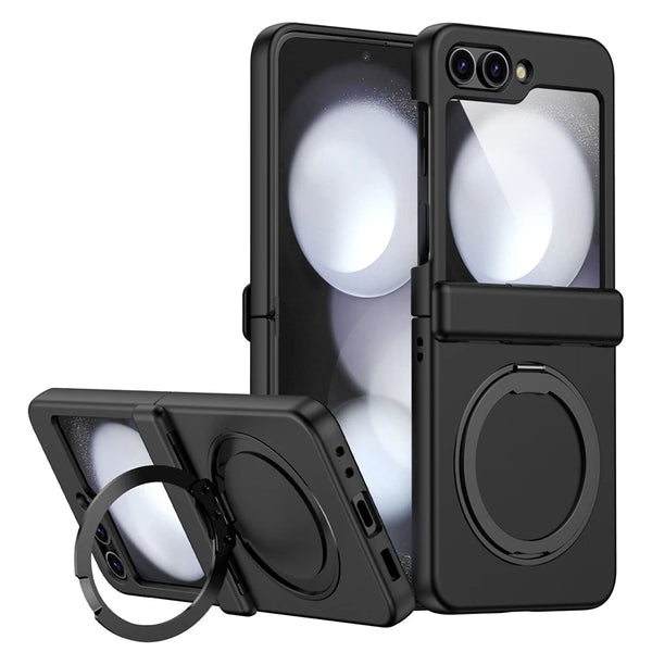 Magnetic Rotating Holder Magsafe Matte Hard PC Hinge Protection Phone Case For Galaxy Z Flip