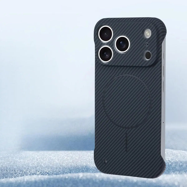 Slim Kevlar Carbon Fiber Texture Wireless Charging Frameless Phone Case For iPhone