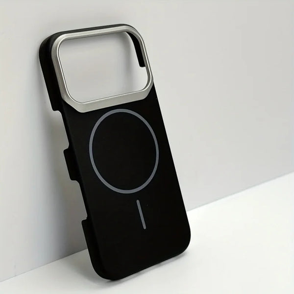 Luxury Frosted Alloy Lens Ultra-Thin Magnetic Wireless Charging Phone Case For iPhone