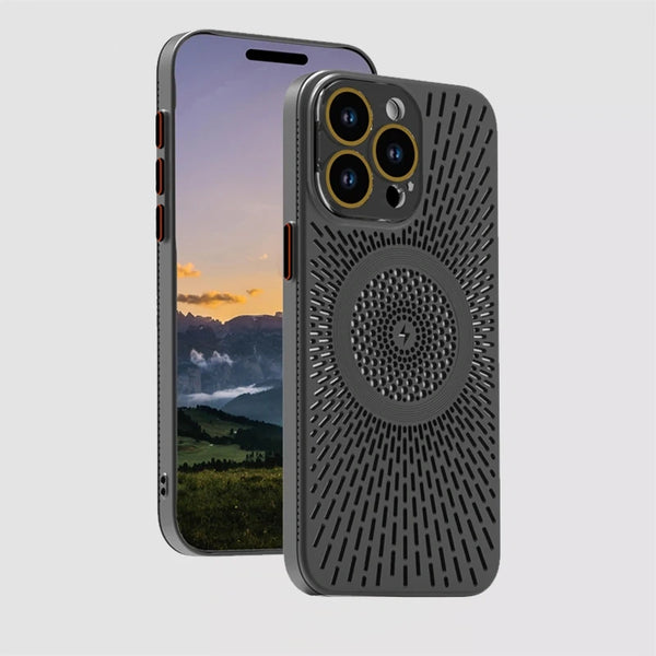 Breathable Heat Dissipation Mesh Magnetic Suction Charging Skin Protection Phone Case For iPhone