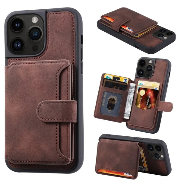 Wallet Shockproof Phone Case with Card Slot Holder for iPhone