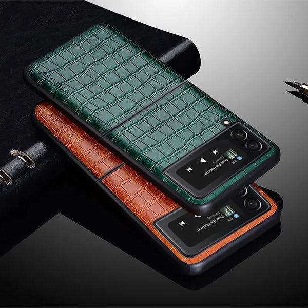 Luxury Slim Crocodile Pattern Leather Phone Case For Samsung Galaxy Z Flip