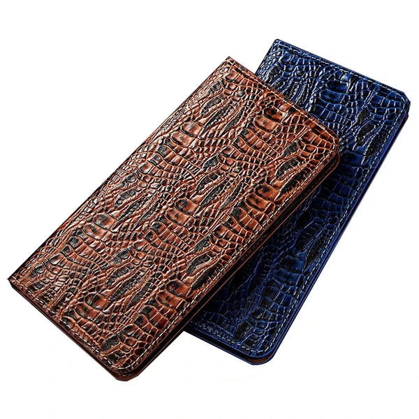 Business Crocodile Claw Leather Magnetic Closed Shockproof Phone Case For iPhone